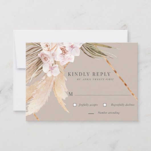 Tropische Elegant Floral RSVP-kaart RSVP Kaartje (Voorkant)