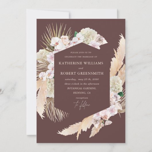 Tropische elegant floral Weddenschap Kaart (Voorkant)