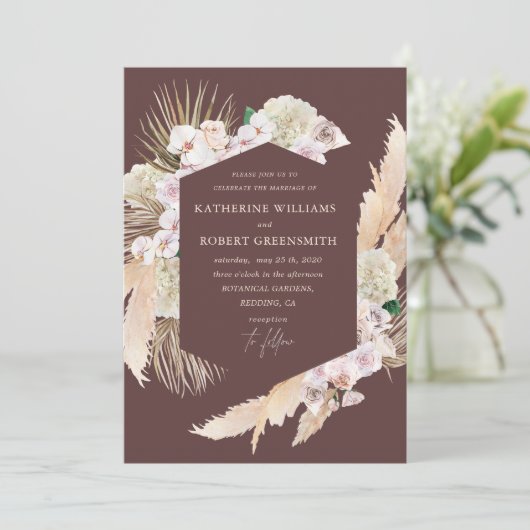 Tropische elegant floral Weddenschap Kaart (Staand voorkant)