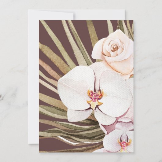 Tropische elegant floral Weddenschap Kaart (Achterkant)