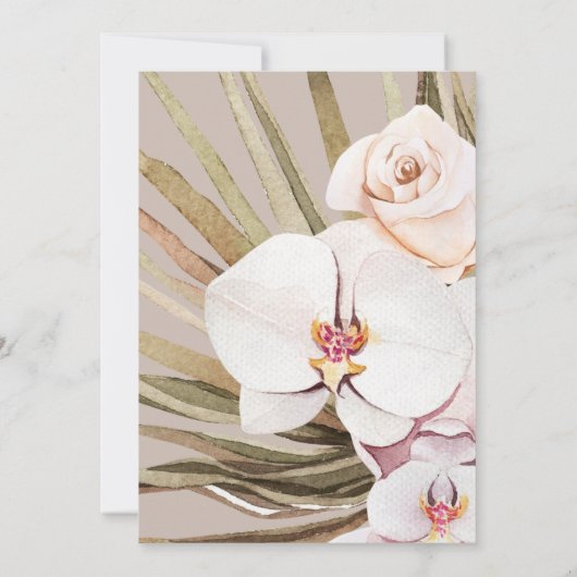Tropische elegant floral Weddenschap Kaart (Achterkant)
