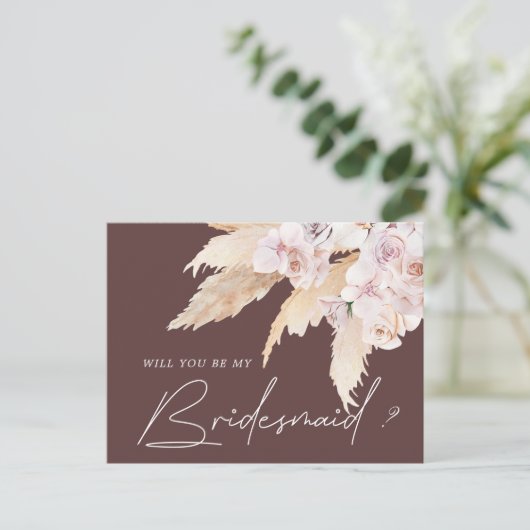 tropische elegant florale bridesmaïde briefkaart (Staand voorkant)
