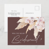 tropische elegant florale bridesmaïde briefkaart (Voorkant / Achterkant)