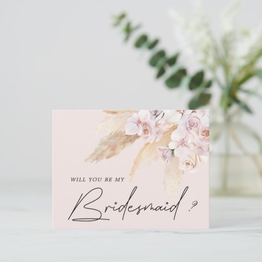 tropische elegant florale bridesmaïde briefkaart (Staand voorkant)