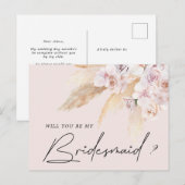 tropische elegant florale bridesmaïde briefkaart (Voorkant / Achterkant)