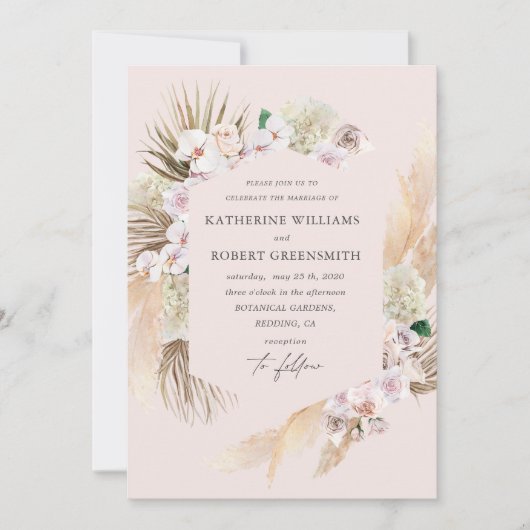 Tropische elegante bloemige trouwkaart kaart (Voorkant)