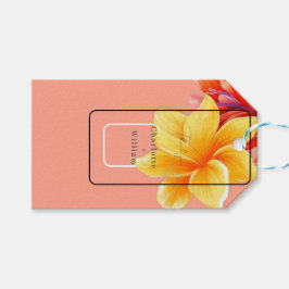 Tropische elegante bloemmotieven   cadeaulabel