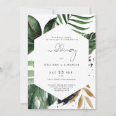 Tropische elegante bruiloft van de bruiloft kaart (Voorkant)