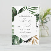 Tropische elegante bruiloft van de bruiloft kaart (Staand voorkant)