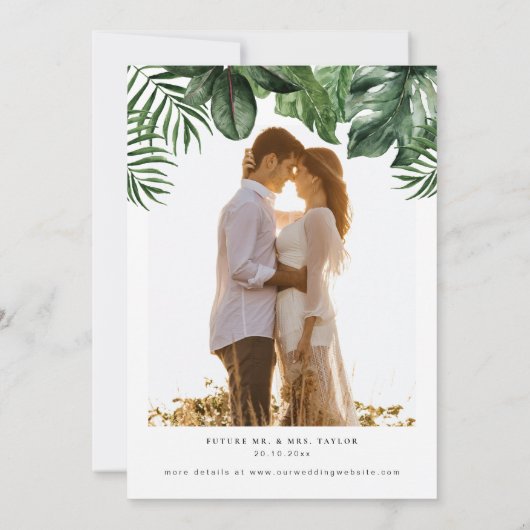 Tropische elegante bruiloft van de bruiloft kaart (Achterkant)