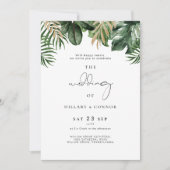 Tropische elegante huwelijksuitnodiging met foto kaart (Voorkant)