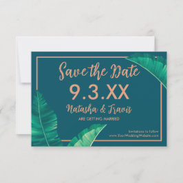Tropische elegante palmbladeren save the date