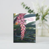 Tropische Elegante Roze Bloemen Verjaardag Briefkaart (Staand voorkant)