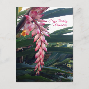Tropische Elegante Roze Bloemen Verjaardag Briefkaart