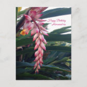 Tropische Elegante Roze Bloemen Verjaardag Briefkaart (Voorkant)