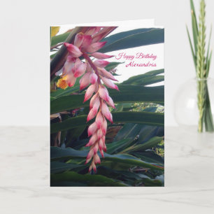 Tropische Elegante Roze Bloemen Verjaardag Kaart