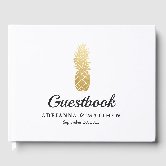 Tropische elegantie | Ananas bruiloft Gastenboek (Voorkant)