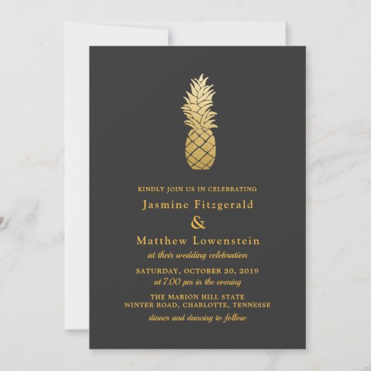 Tropische elegantie | Ananas bruiloft Kaart (Voorkant)