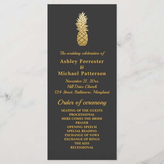 Tropische Elegantie | Ananas Huwelijksprogramma Programmakaart (Voorkant)