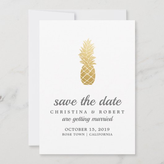 Tropische Elegantie | Ananas Save The Date Kaart (Voorkant)