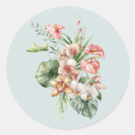 Tropische Elegantie Anthurium Trouwsticker Ronde Sticker