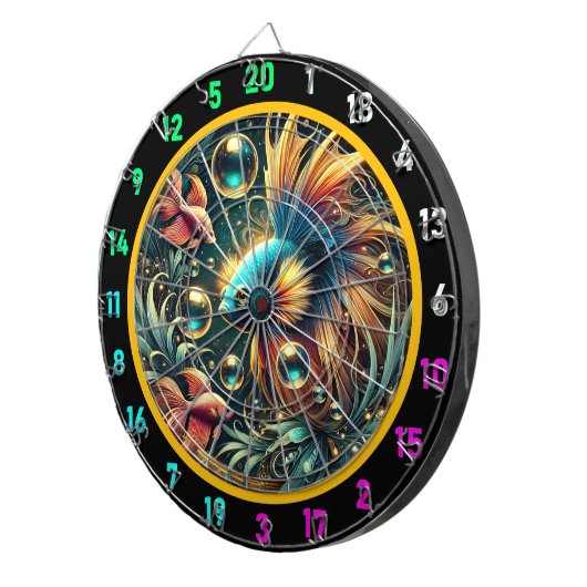 Tropische elegantie Betta Dartboard Design Dartbord (Voorkant Rechts)