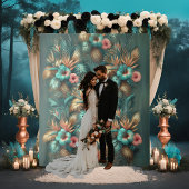 Tropische elegantie bruiloft achtergrond wandkleed