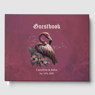 Tropische elegantie, de flamingo in de schemering. gastenboek