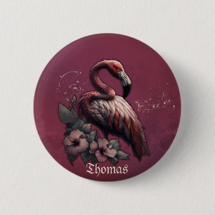 Tropische elegantie, de flamingo in de schemering. ronde button 5,7 cm