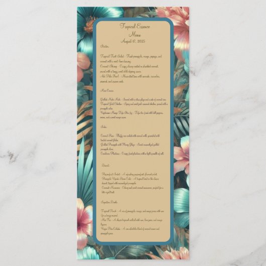 Tropische elegantie menu (Voorkant)