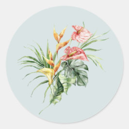 Tropische Elegantie Paradijsvogel Trouwsticker Ronde Sticker