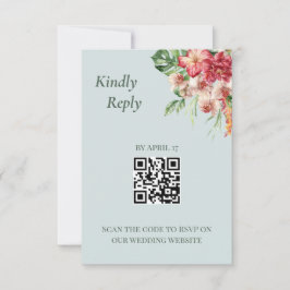 Tropische Elegantie QR Code Huwelijks RSVP Kaart