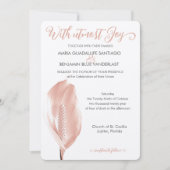 Tropische Elegantie Roze Bloem Shimmer Uitnodiging (Voorkant)