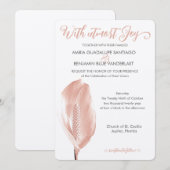 Tropische Elegantie Roze Bloem Shimmer Uitnodiging (Voorkant / Achterkant)