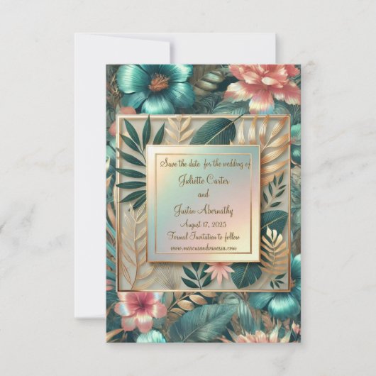 Tropische elegantie Save the Date Kaart (Voorkant)
