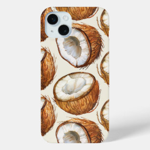 Tropische Elegantie Waterverf Kokosnoot Halve iPhone 15 Mini Hoesje