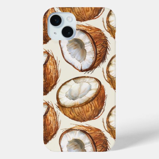 Tropische Elegantie  Waterverf Kokosnoot Halve Case-Mate iPhone Case (Achterkant)