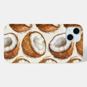 Tropische Elegantie  Waterverf Kokosnoot Halve Case-Mate iPhone Case (Achterkant (horizontaal))