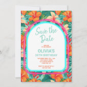 Tropische elektrische neon volwassen verjaardag kaart (Voorkant)