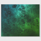 Tropische Emerald Black Floral Metallic Glam Sprar Cadeaupapier (Vlak)