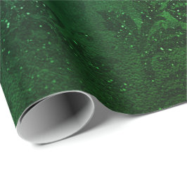 Tropische Emerald Black Floral Metallic Glam Sprar Cadeaupapier