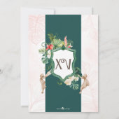 Tropische Emerald Green Floral Quinceañera Kaart (Achterkant)