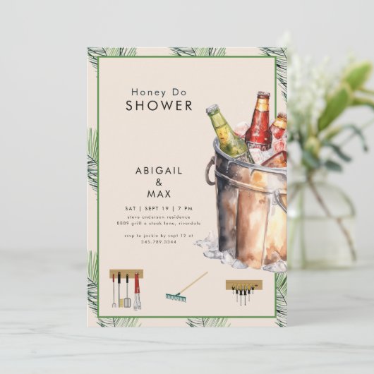 Tropische emmer van bier honing doen koppels douch kaart (Staand voorkant)
