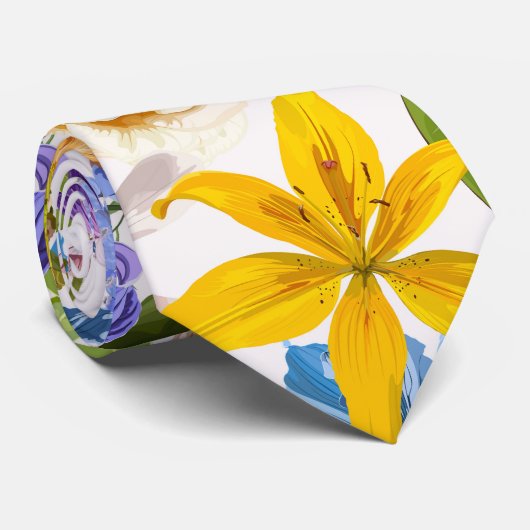 Tropische en tuinbloemen illustratie. stropdas (Opgerold)