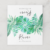 Tropische escortkaart, tropische bruiloft plaatskaartje (Buitenkant ongevouwen)