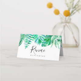 Tropische escortkaart, tropische bruiloft plaatskaartje