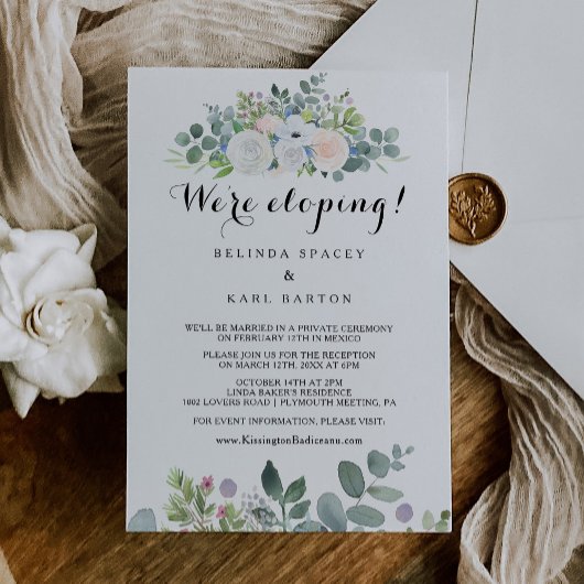 Tropische Eucalyptus Greenery Elopement Receptie Kaart