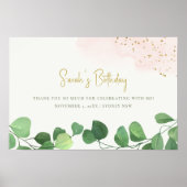 Tropische Eucalyptus Roze Goud Botanische Verjaard Poster (Voorkant)