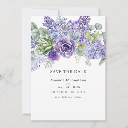 Tropische Eucalyptus Succulenten Trouwfoto Save The Date (Voorkant)