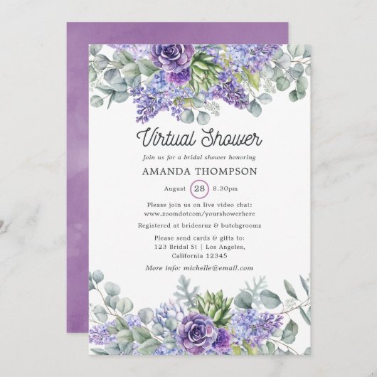 Tropische Eucalyptus Succulents Virtual Shower Kaart (Voorkant / Achterkant)